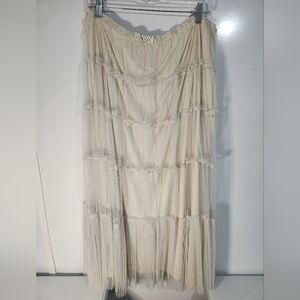 Adorable Cream Layered Skirt, Size XXL